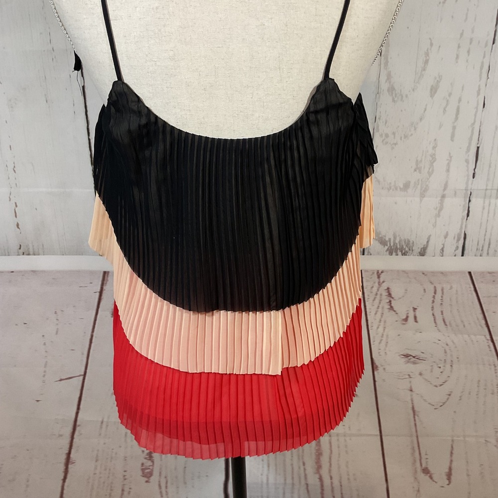 Patterson J. Kincaid Pleated Cami Top Small Shoulder Tie Retro Swing Colorblock - Picture 12 of 16